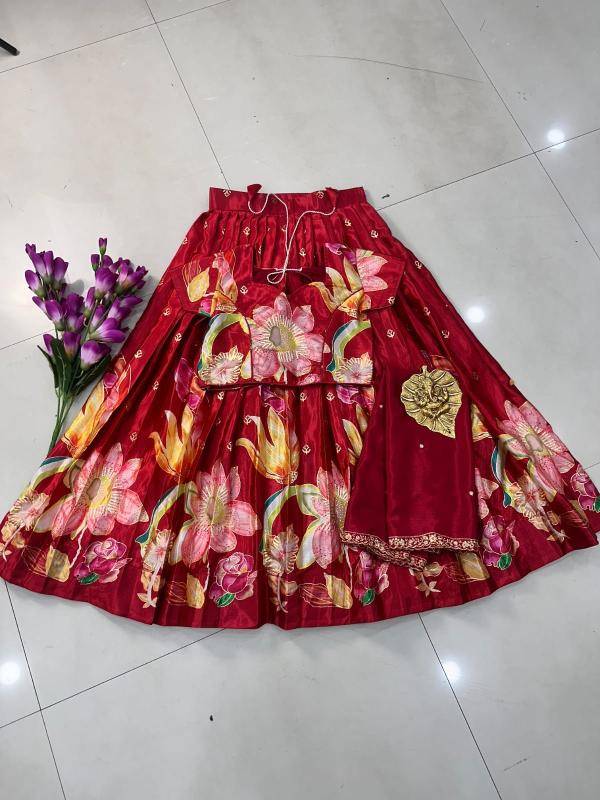 New launching position foil work lehenga choli silk  Luxury kids wear manufacturer